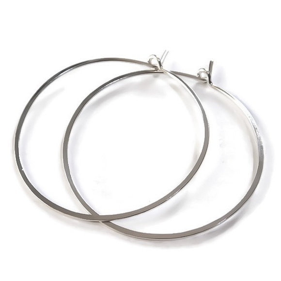 Medium/Mid Sized Classic Wire Hoop Earrings - Picture 2 of 14